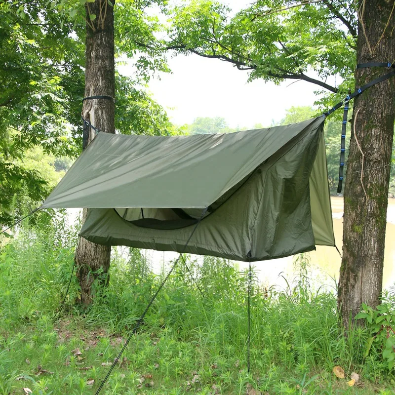 Tent canopy hammock inflatable pad three-in-one lying flat camping tent