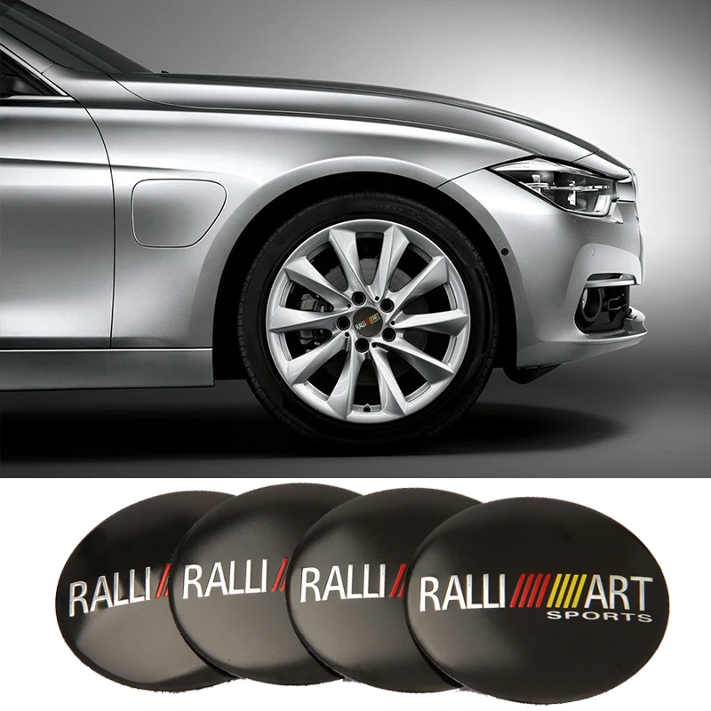 56mm Ralliart Logo Car Wheel Center Stickers Hupcaps Decals Badge For Mitsubishi ASX Outlander Lancer Pajero Eclipse Mirage EVO