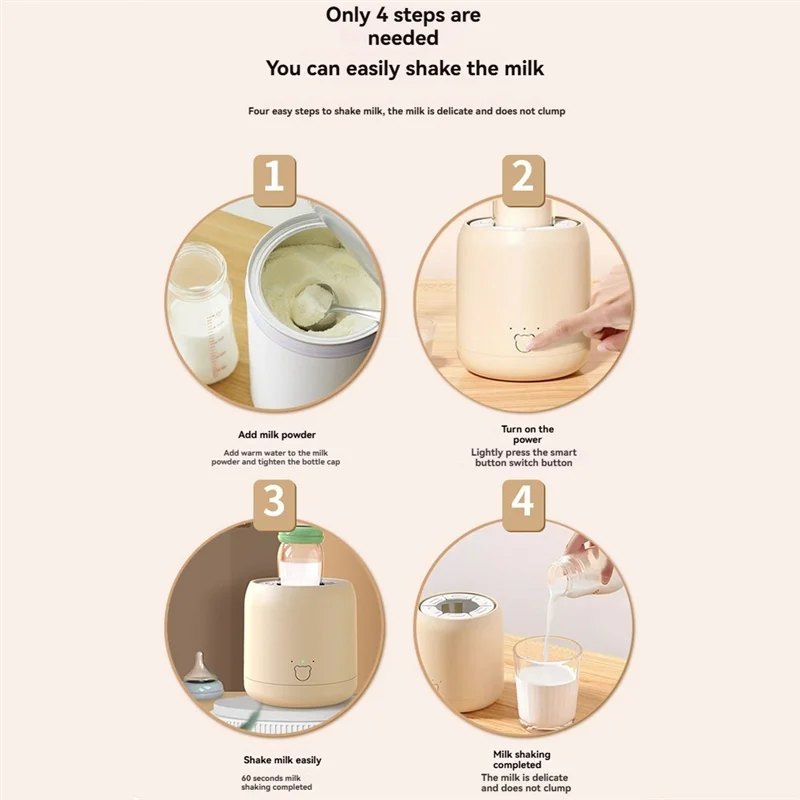 ABMR-Portable Milk Shaker 75Mm Widened Flexible Card Slot 3 Gears Adjustable Electric Milk Blender For Nursing Daily Use