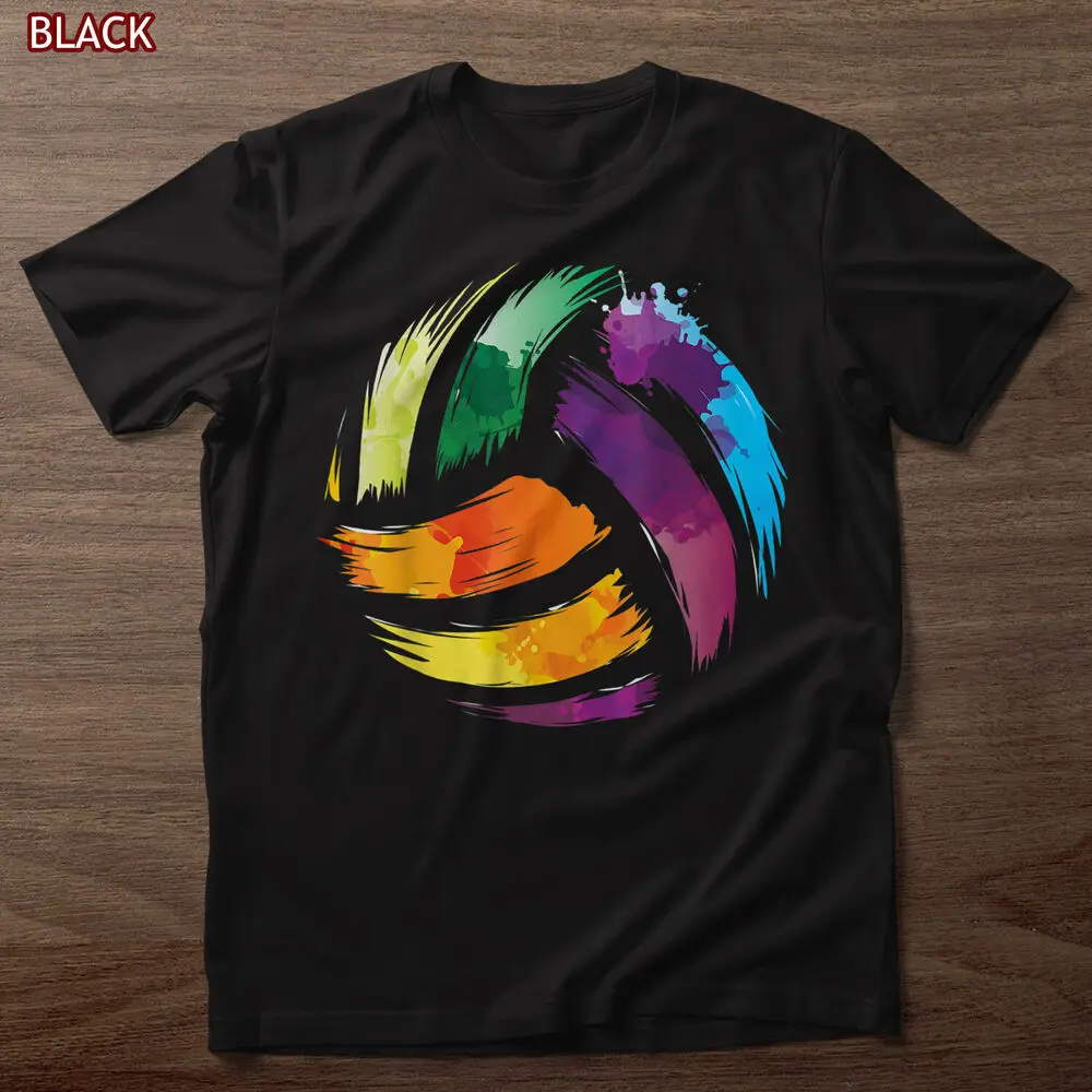 Colorful Volleyball T Shirt, Cute Colorsplash Ball Gift T-Shirt for Women Men