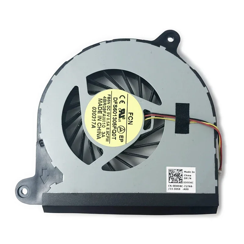 

New Laptop CPU Cooling Fan for Dell Inspiron 17R 5720 7720 3760 Cooler DFS601305FQ0T FB6N KSB0705HA 0D0D6C D0D6C 3pin