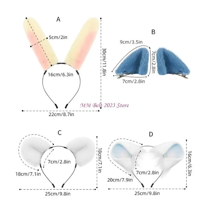 49ME Adorkable Rabbits Makeup Headpiece for Proms Birthday Hairbands Fun Headwear Furry Hair Headwear for Children view 6