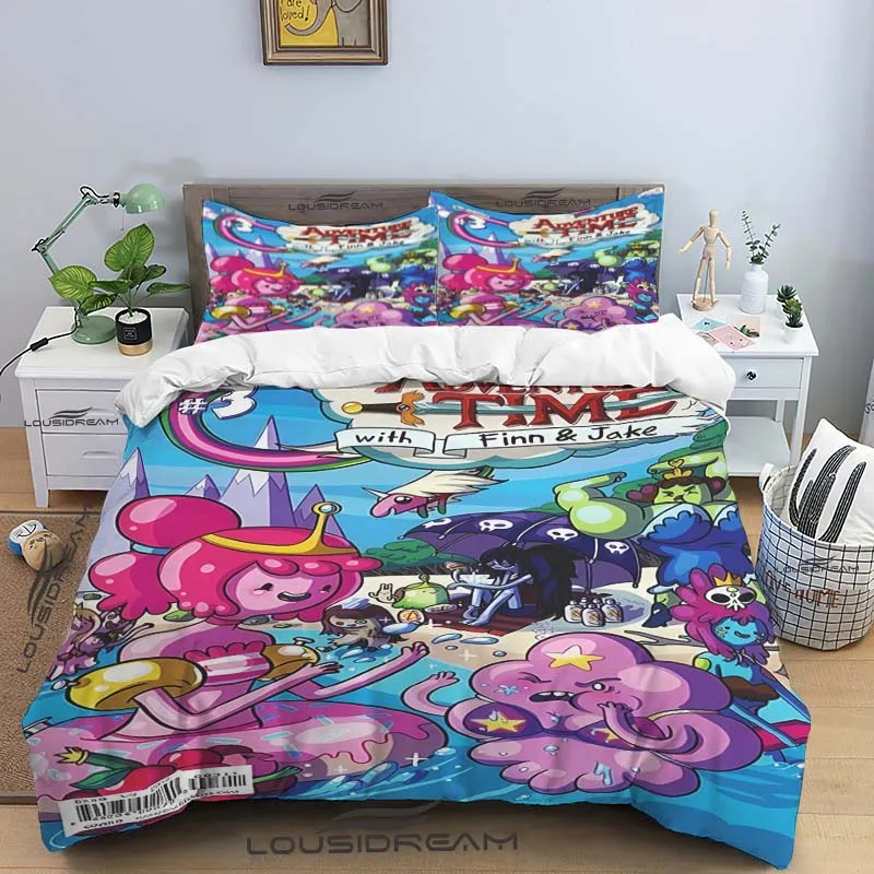 Imagem -04 - Conjunto de Cama Bonito de Três Peças dos Desenhos Animados para o Quarto do Miúdo Adventure Time Capa de Edredão Fronha Queen Size King Size