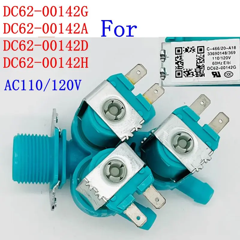 

New Electric Water Inlet Solenoid Valve For Samsung DC62-00142G DC62-00142A DC62-00142D Washing Machine Parts AC110/120V