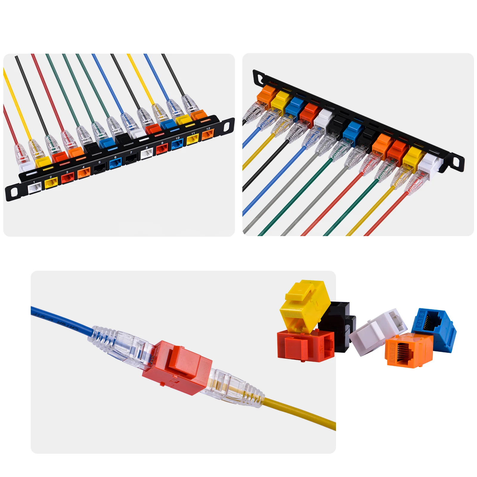 Accesorios DeskPi Rackmate Conectores Keystone Cat6A RJ45 de 12 puertos