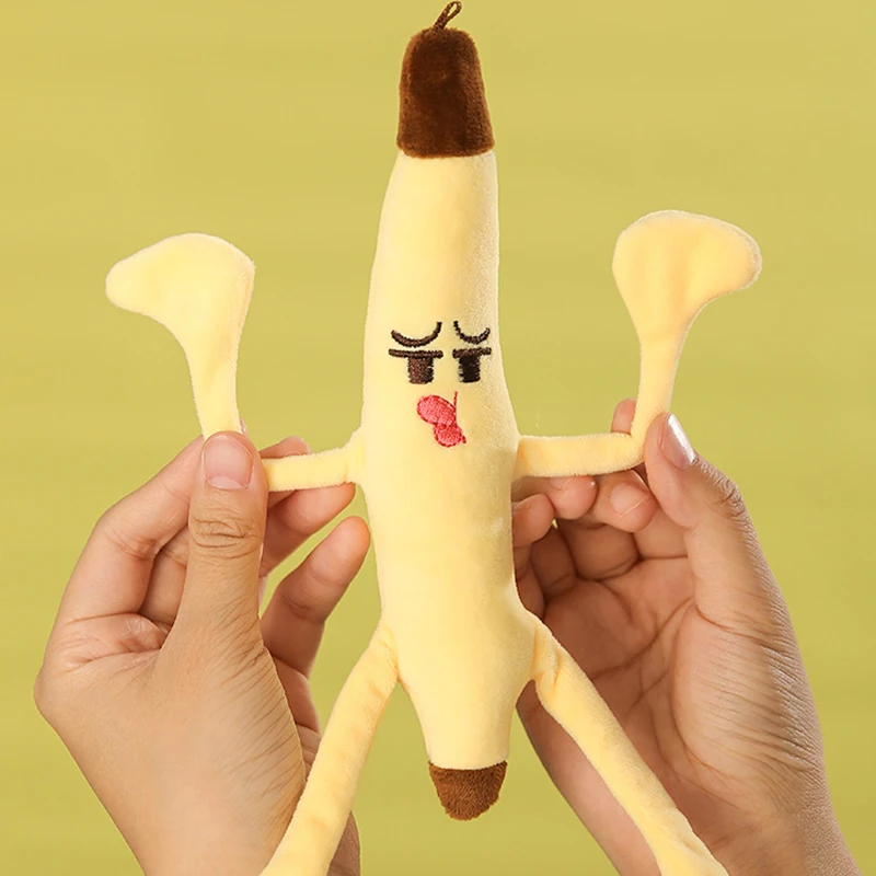 Cartoon Cute Voice Big Banana Toy Fun Press Singing Banana Funny Expression Plush Doll Backpack Decoration Pendant Birthday Gift