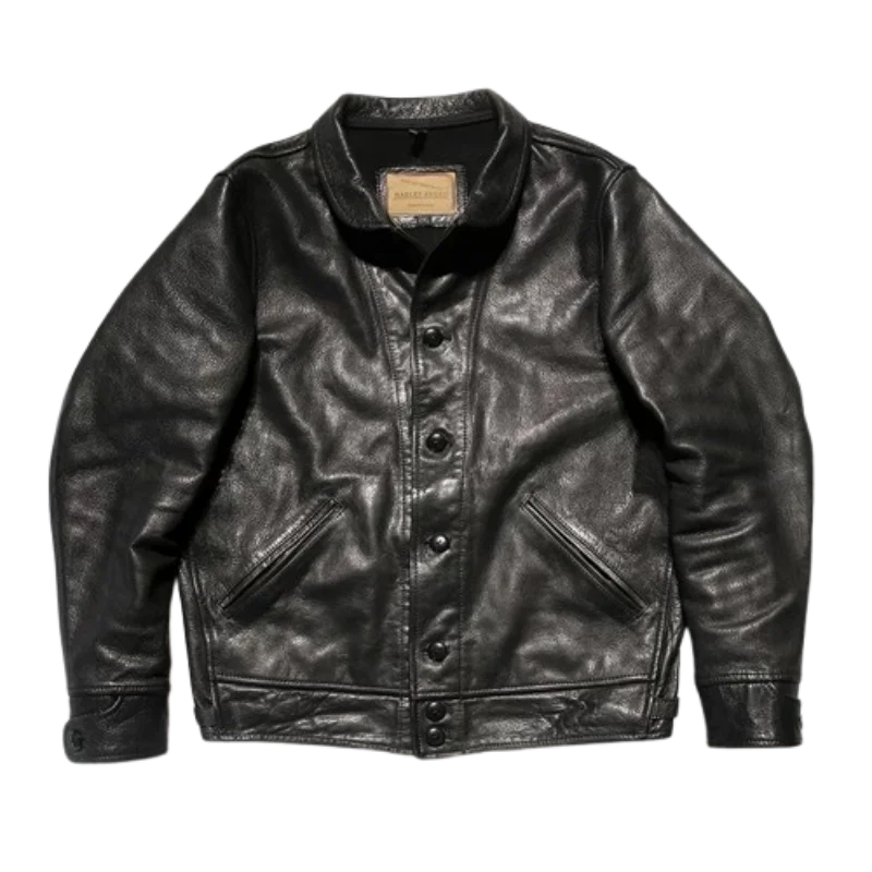 

Мужская кожаная куртка из казачьей кожи, пальто с воротником-стойкой из козьей кожи