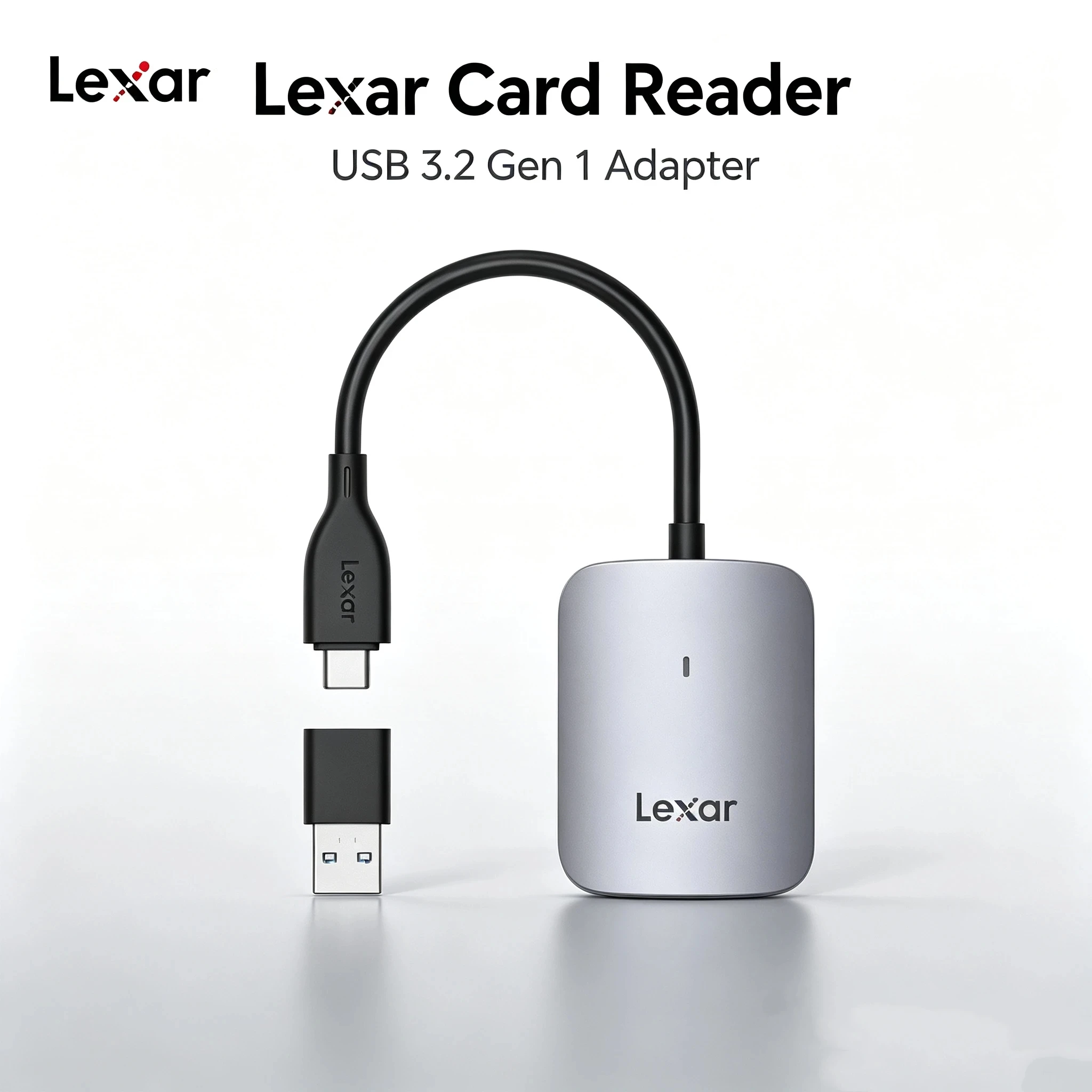 lexar-cfexpress-type-aカードリーダー（usb-cケーブル付属）。写真家向け。プラグアンドプレイ、ホットスワップ対応。バス電源で動作し、ドライバー不要。読み出し速度900mb-秒。
