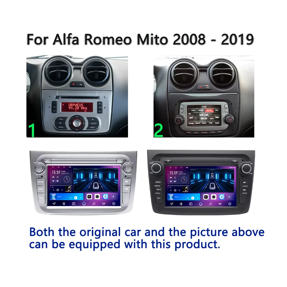 7 inch Car Radio For Alfa Romeo Mito 2008 - 2019 Android 16 QLED Multimedia Player Stereo Video Player Carplay Auto GPS Wifi HDR