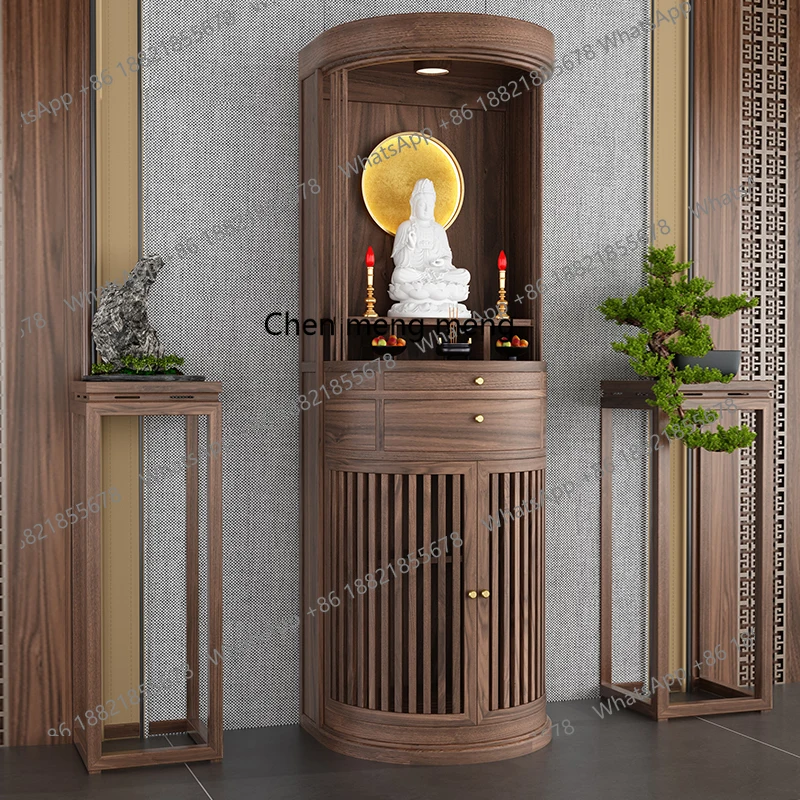 

Solid wood household shrine black walnut Buddhist cabinet Zen table incense case