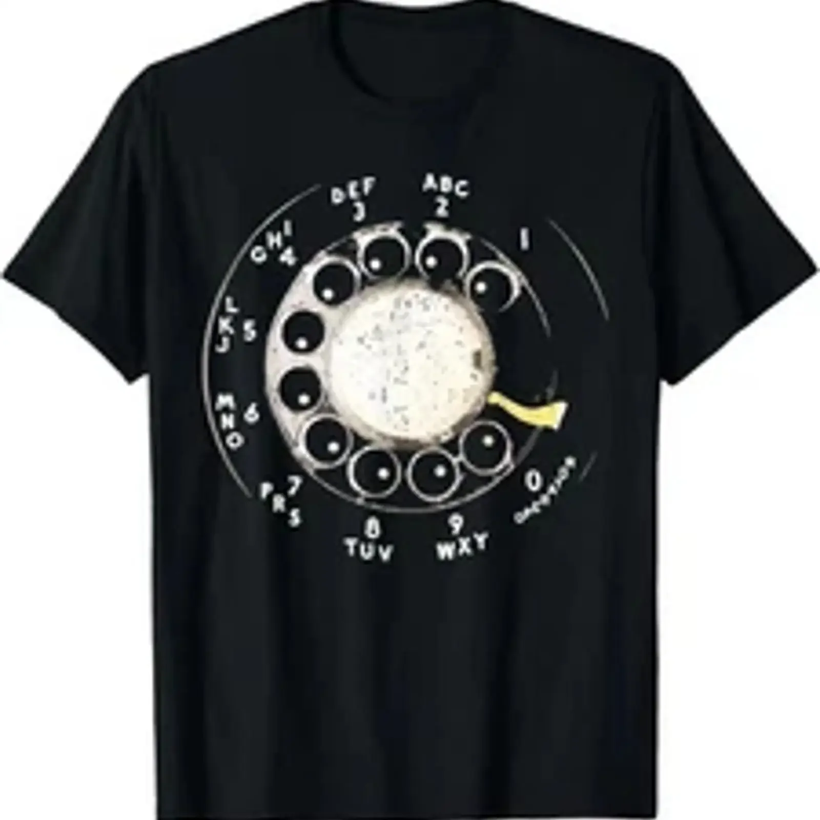 Men's retro rotary telephone dial pattern T shirt 100 cotton fiber comfortab vintage Washed Comfortable Soft Slightly graphic