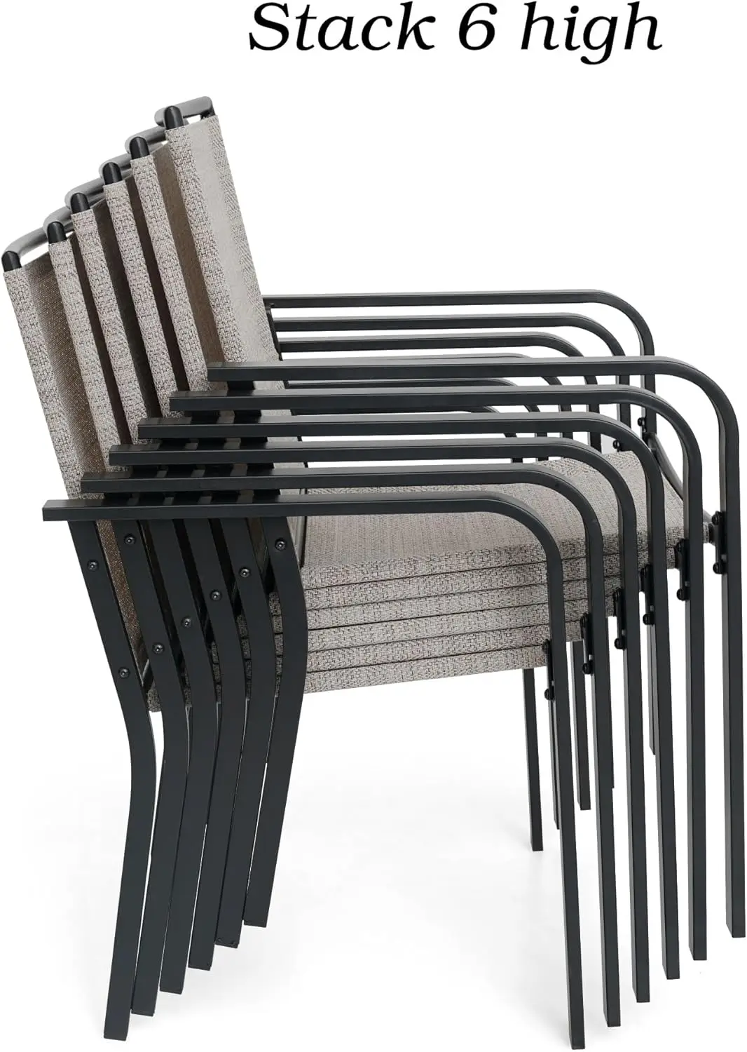 Ensemble de salle à manger de patio extérieur 7 pièces, 6 chaises de patio empilables et table à manger rectangulaire avec ensemble de meubles à cadre toutes saisons