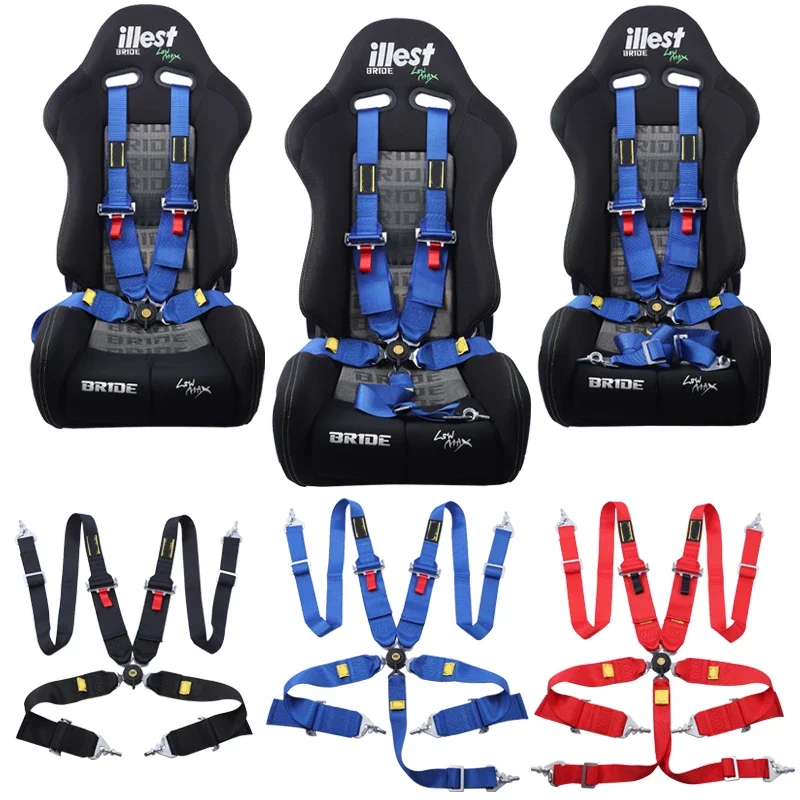 Racing Safety Harness Universal 3 Inch+2 Inch Snap-In Camlock Quick Release Car Seat Belt 4 5 6 Point Adjustable Harness Strap