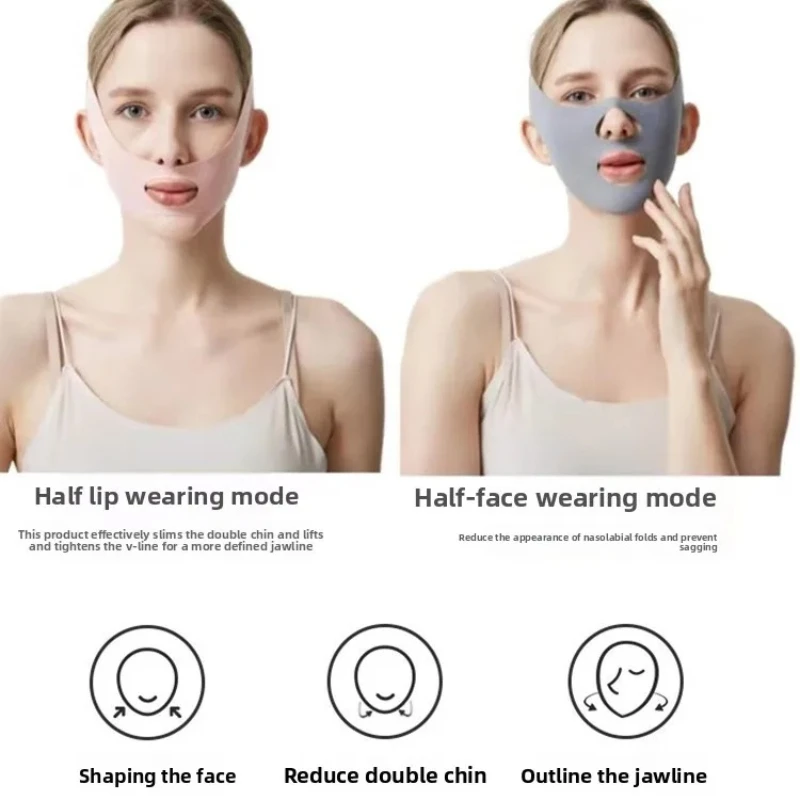 V Face Lifting Band Double Chin Reducer & Skin Tightening Mask, Breathable Lightweight Sleep Strap, Overnight Face Slimming Wear