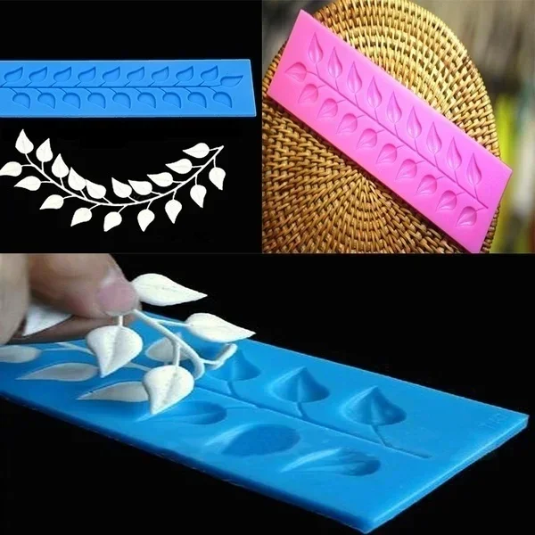 1 Pcs Long Strip Vine Leaf Lace Silicone Mold DIY Fondant Chocolate Cookie Wedding Cake Decorating Baking Craft Accessories