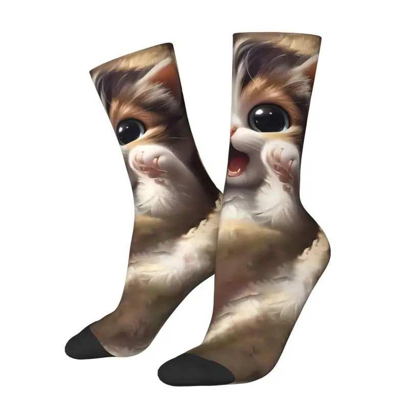 

Custom Cute Cat Mens Crew Socks Unisex Kawaii Spring Summer Autumn Winter Dress Socks