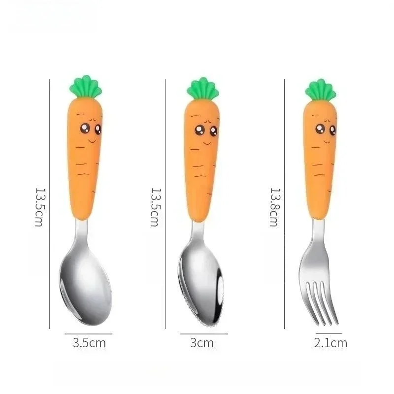 1/3PCS Baby Feeding Utensils Cartoon Fork Spoon Child Cutlery Set Kid Tableware Kitchen Gadgets Cake Vegetable Fork Teaspoon