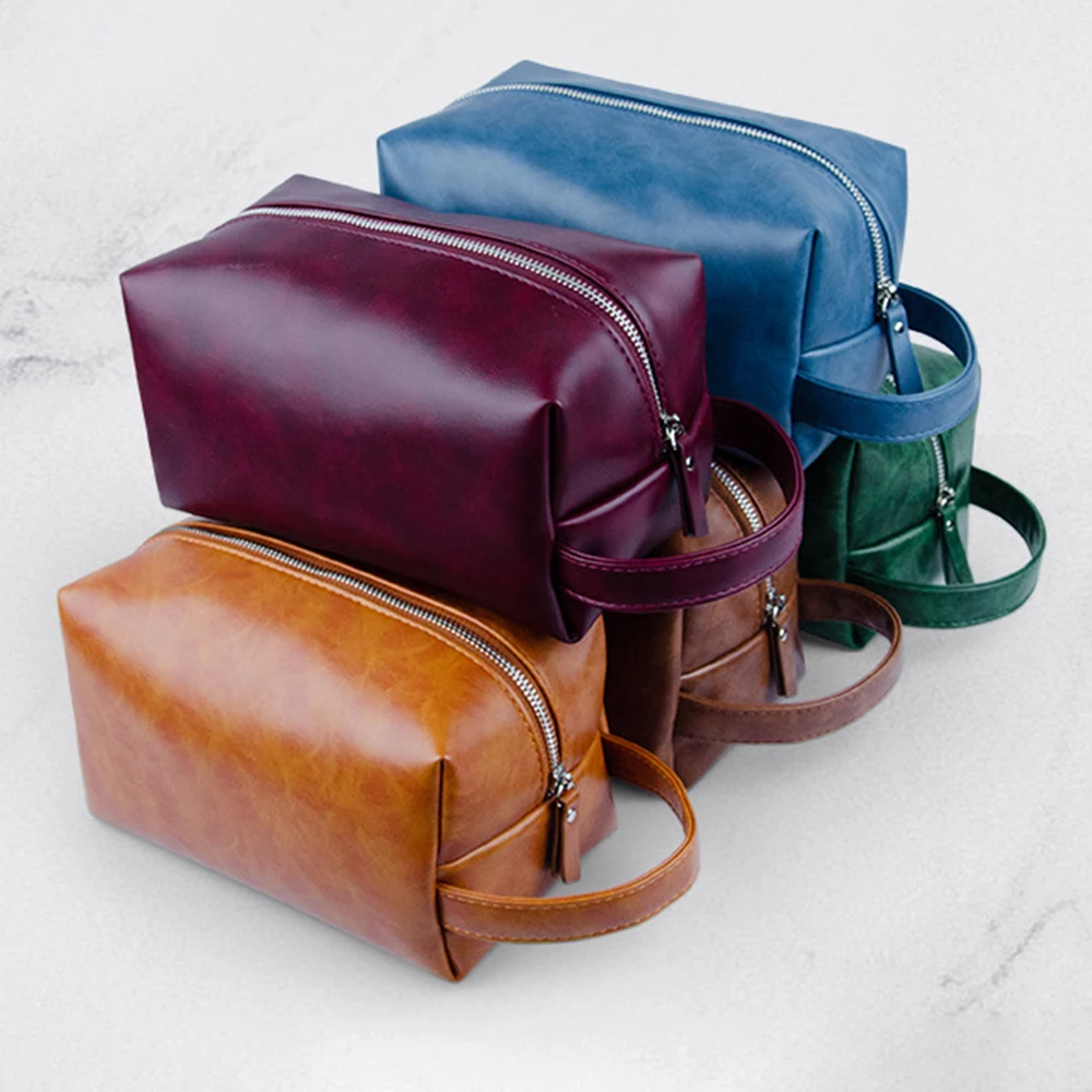

Vintage Make-Up Bag Pu Leather Men Toiletry Storage Bag Travel Organizer Bag Casual Handbag For Women Cosmetics Organizer