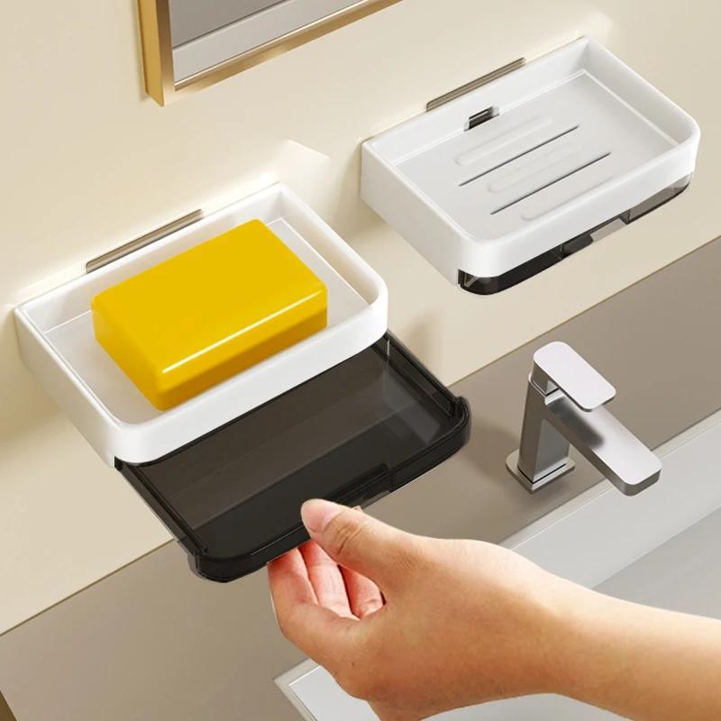 

Aluminum Alloy Soap Holder Without Drilling Bathroom Soap Dish With Drain Water Wall Soap Dish Organizer Bathroom Accessories