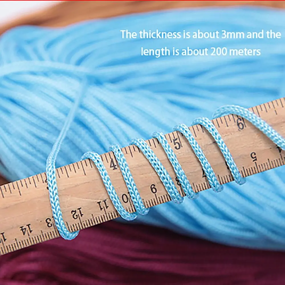 Textured 200M 3mm Macrame Rope Hollow Line Hat Bag Shoe Doll Nylon Cord Hand-Woven Handicrafts Thread DIY