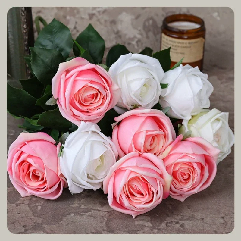 5/6 Stück Simulationsblumen mit Echtgefühl, Edelstein-Rosen, Schlafzimmer-Dekoration, Künstliche Rosenknospen-Zweige, Tischdekoration – Detail 8