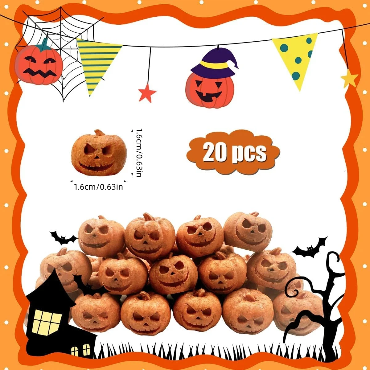 Halloween Miniature Pumpkin Figurines - Tiny Grimace Pumpkin Model Ornament for Fairy Garden Accessories Table Decor Party Favor
