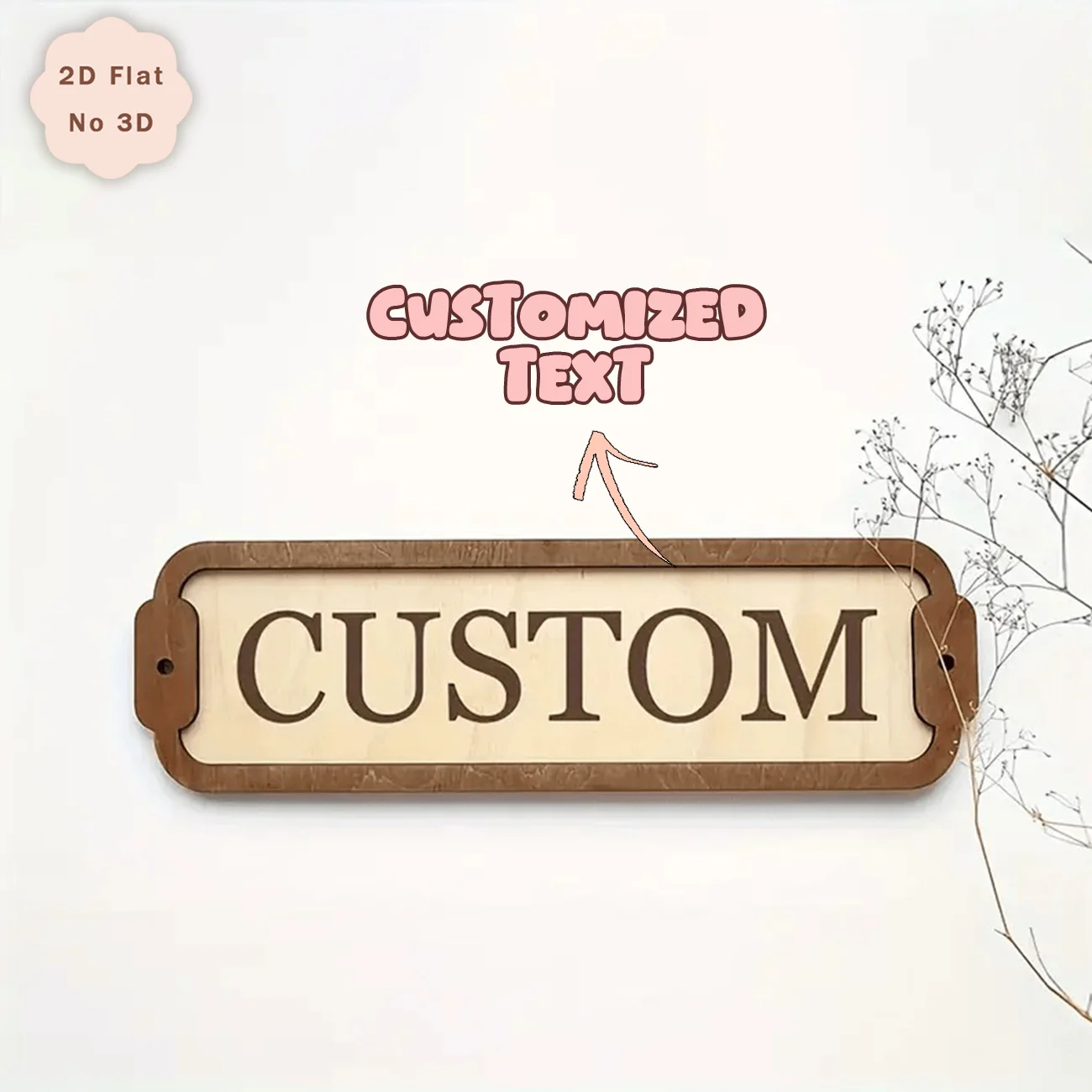 Custom Vintage Frame Wooden Street Style Sign, Personalized Custom Text 2D Flat Two‑Tone Wood Plaque, Retro Decorative Wall Hang