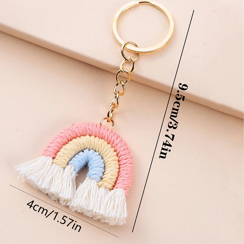 New Cute Boho Rainbow portachiavi pendenti lavorati a mano arcobaleno nappe portachiavi donna ragazza borsetta Decor accessori gioielli fai da te