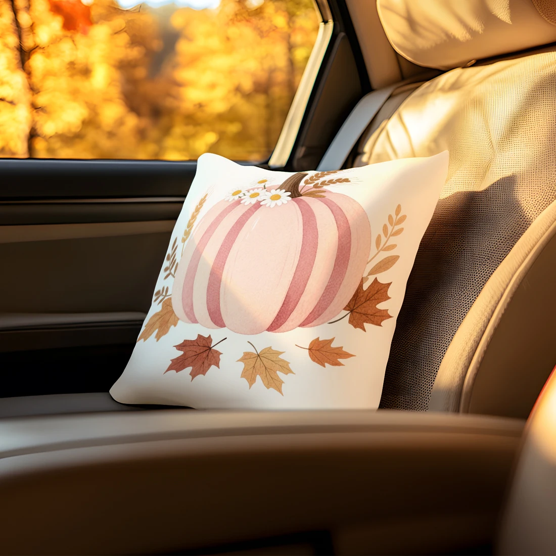 Thanksgiving pink pumpkin flowersCushions Pillowcase Polyester Cushion Cover Throw Pillow Sofa Decoration Pillowcover Home Decor