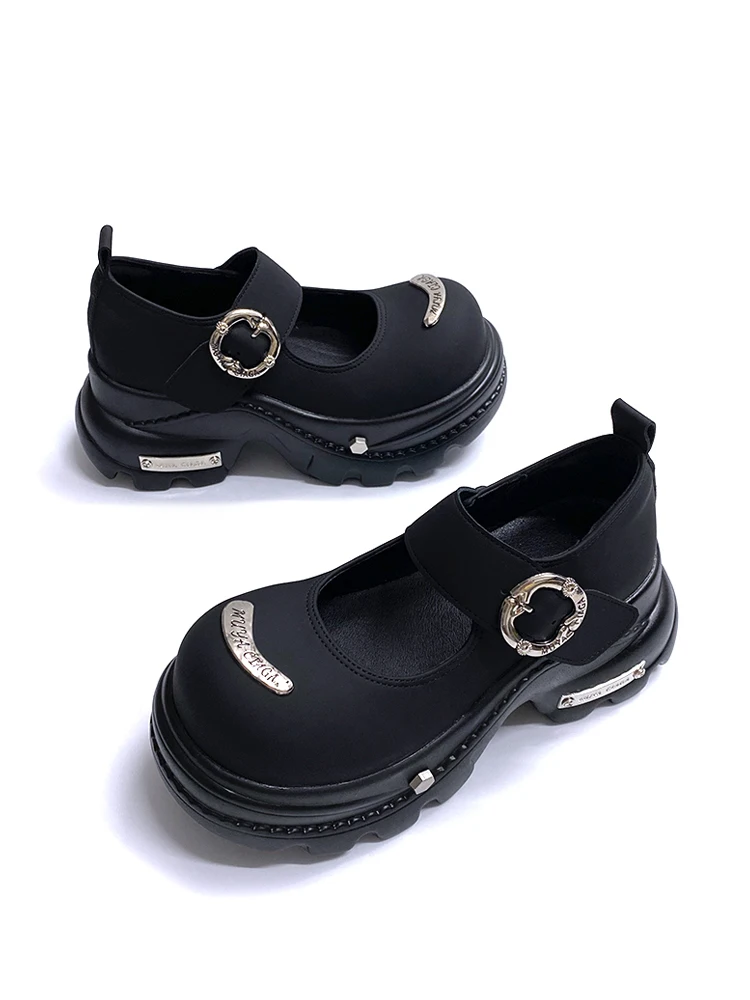 Elevated Mary Jane Flats Women's Summer New Small Size Versatile Platform Black Leather Shoes Original Design Fashionable Cas...