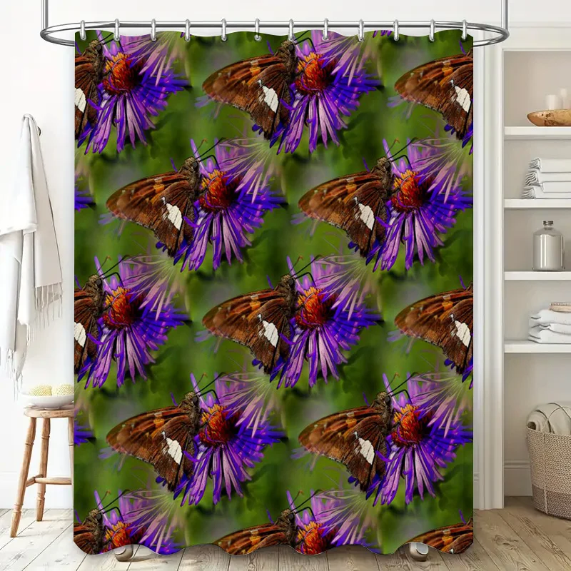 Personalized Custom Pet Parrot Greenery Shower Curtain with Johnsons Family Name White, Blue Bird Floral Bathroom Decor for Home