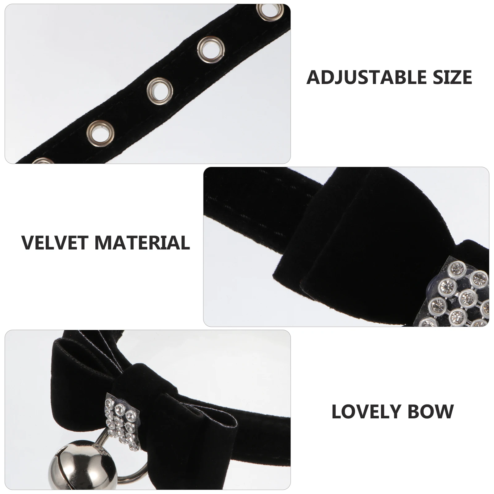 

Adjustable Pet Collar Black Bow Rhinestone Kitten Dog Necklace Cat Puppy Stylish Christmas Gift Decorative Pet Supplies