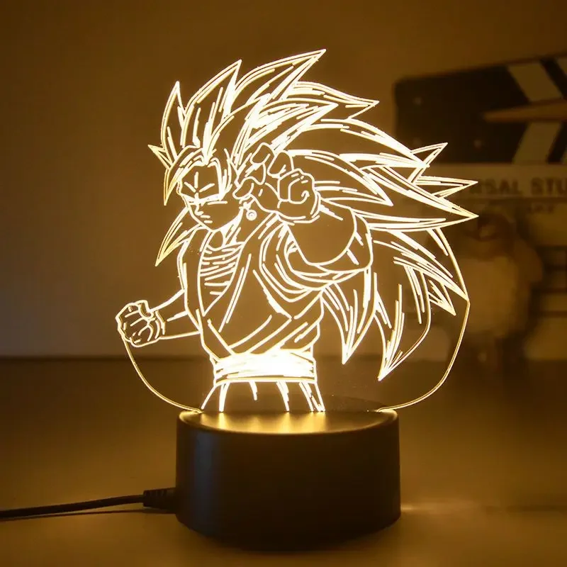 Lampe de Table à LED 3D Dragon Ball pour Enfant, Veilleuse, dérivSinge, Goku, Super Saisuperb, Ornement, Cadeaux d\'Anniversaire et de Noël