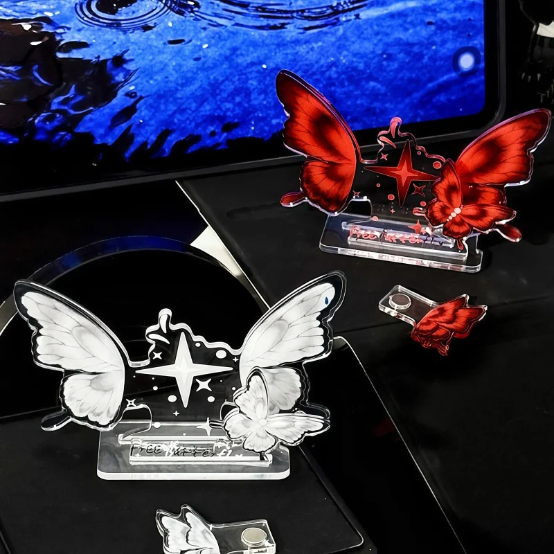 Colorful Butterfly Acrylic Badge Display Stand, Romantic Aesthetics Pin Holder, for Anime Kpop Merch Shooting Table Ornament