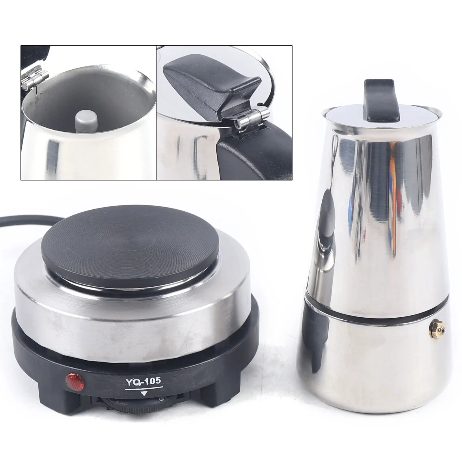 4 Cups 200ml Espresso Maker Coffee Pot With Electric Stove Stainless Steel Moka Pot with Electric Stove