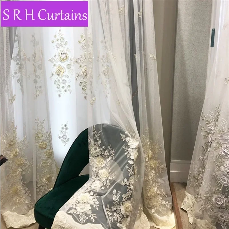 Imagem -04 - Rose Flor Embossed Bordados Cortinas Sheer Tulle Cortinas Sala de Estar Varanda Janela Cortinas Quarto Francês Roxo 3d