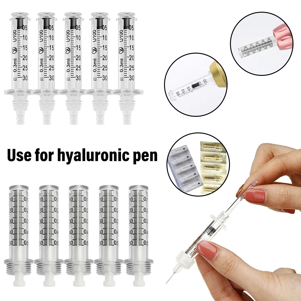 0.3ml 0.5ml Ampoule Head Syringe Needle High Pressure for Hyaluron Gun Hyaluronic Pen Lip Injection Wrinkle Removal Skincare