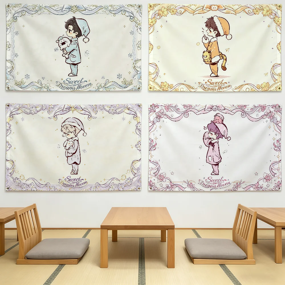 Love Deepspace Retro Lace Chibi Pajama Flag Durable Outdoor Indoor Patio Festive Decoration Classic Design Pole Wall Room Banner