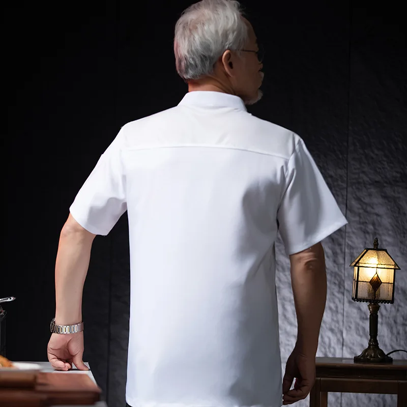 ホテルレストラン厨房作業服半袖シェフジャケットベーカリーペストリーシェフサマーホワイトキッチンコート