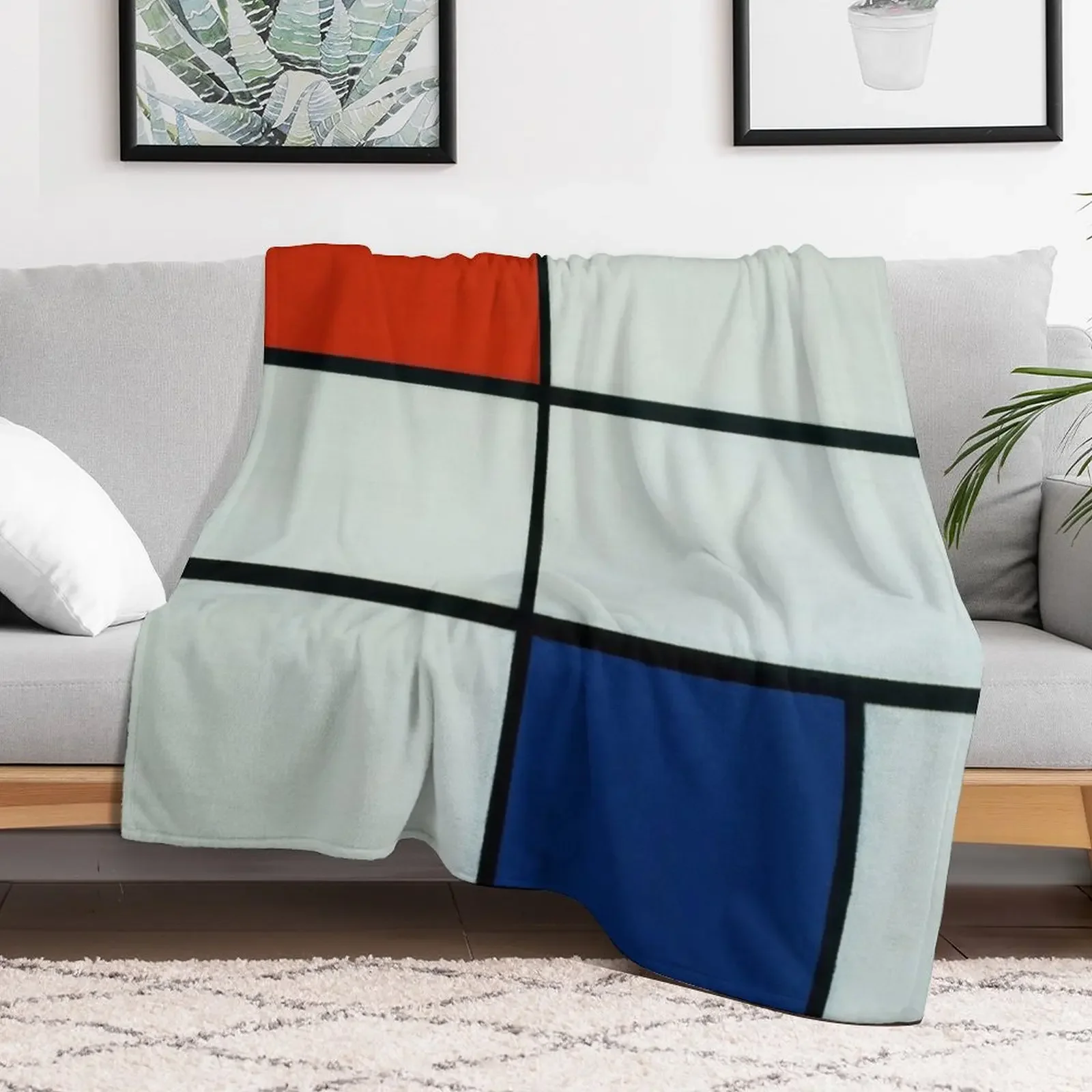 Composition C (No. III) with Red, Yellow and Blue, 1935. Throw Blanket Fluffy Cozy Throw Blanket for Home Decor