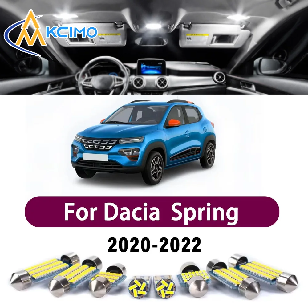 Kcimo Super Bright LED Interior Light Kit For Dacia Spring 2020-2022 Dome Map Lamp White Blue Car Accessories Canbus