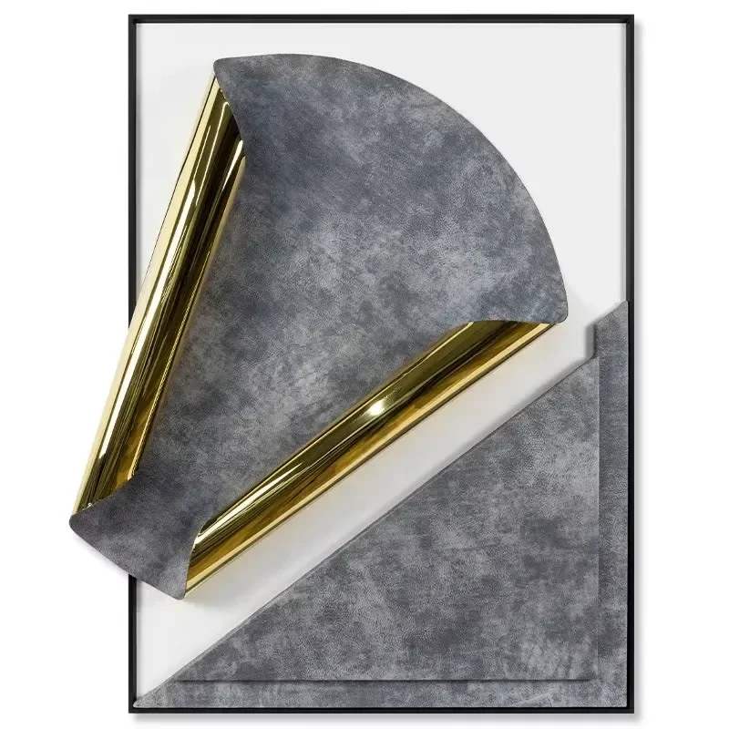 Custom Contemporary Artwork Design Crepe Metal Wall Decor Craft 3D Wall Art Home Wholesale Hotel Project Leather