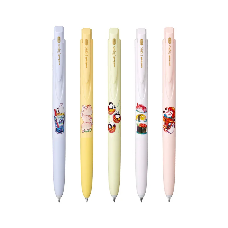 Bolígrafos de Gel UNI de Japón, edición limitada de restaurante Gourmet, UMN-185, dibujos animados de Anime, papelería de bajo amortiguación, bolígrafos para examen de escritura