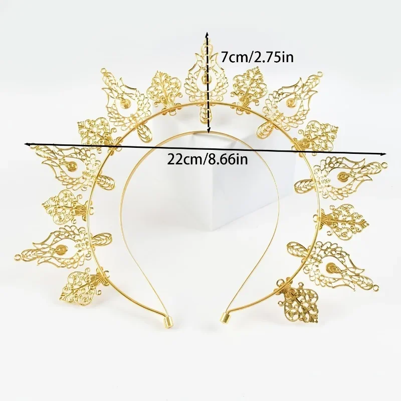 Goddess Crown Tiara Faux Pearl Metal Golden Crown Headband Hairband Fashion Vintage Hair Accessory