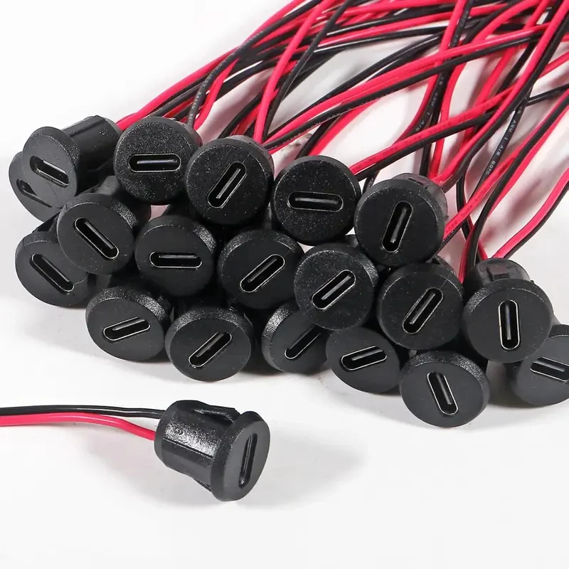 

20pcs Type C Female Chassis 2 Pin Direct Crimp USB C Connector Jack Charging Port 3A Charger Plug
