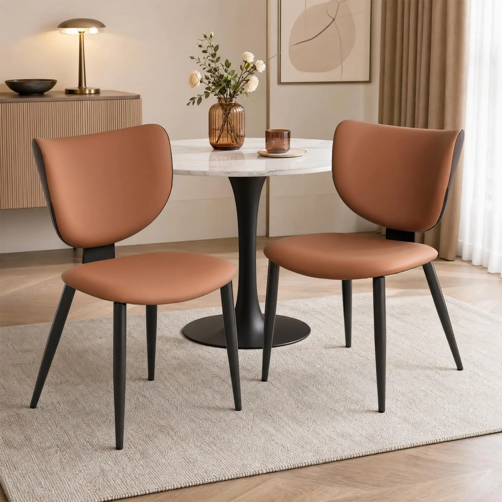 Dining Chairs Set of 2, Faux Leather Kitchen & Dining Chairs
