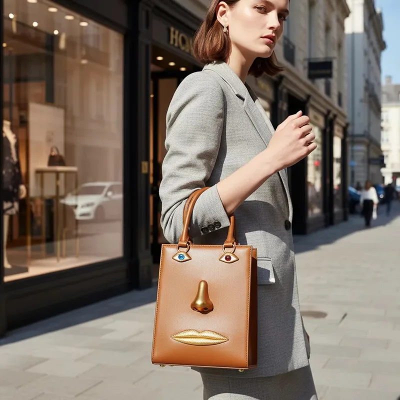 

Модная дизайнерская женская сумка 2026 года: винтажный 3D-дизайн в виде лица, роскошная сумка-тоут с чертами лица, ретро-сумка через плечо/кроссбоди