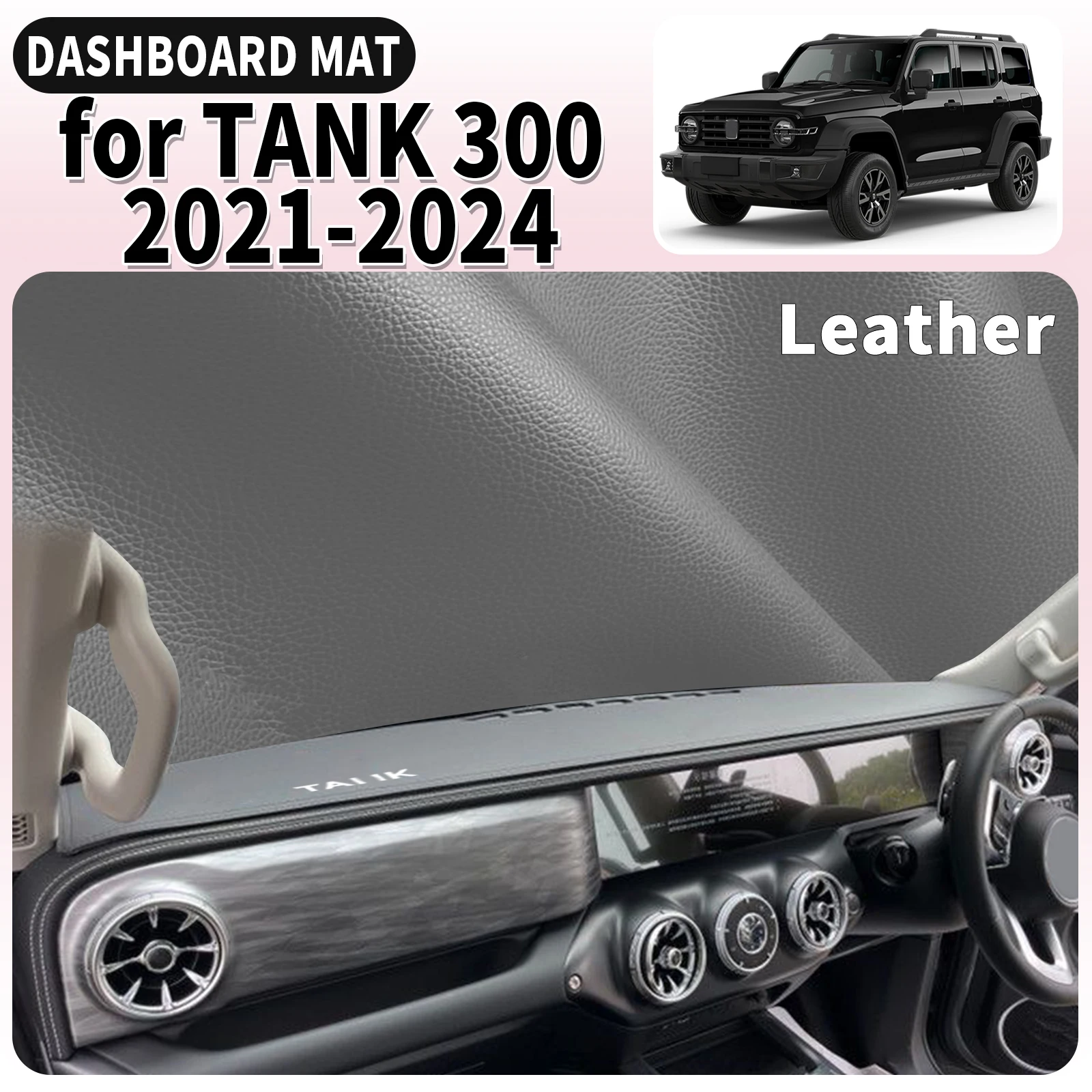 

fit for GWM TANK 300 2021 2022-2024 WIHTE LOGO Dashmat Dashboard Cover Pad Car Accessories DashMat Sunshade Protective Carpet