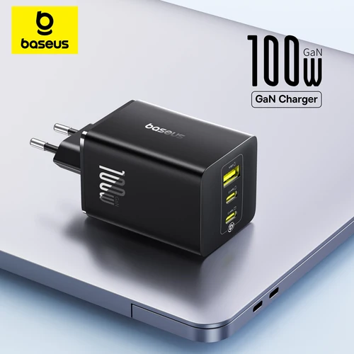 Baseus 100W cargador rápido GaN cargador para iPhone 17 16 Xiaomi Samsung portátil tableta USB C cargador QC PD cargador de teléfono USB