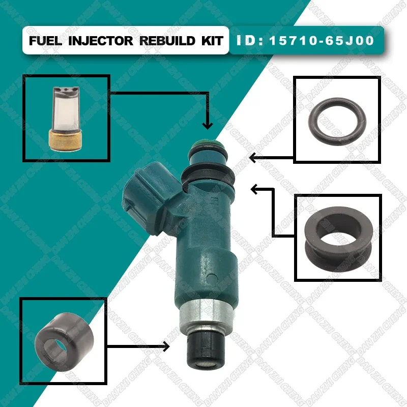 6 SET Fuel Injector Service Repair Kit Filters Orings Seals Grommets for Suzuki SX4 2.0L-L4 2007-2009 15710-65J00 FJ1053